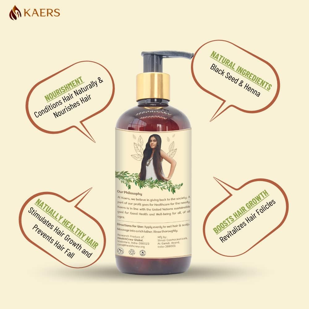 Kaers Kalonji Herbal Shampoo | Black Seed and Henna | Shampoo with Conditioner | Paraben Free, SLES Free, Dioxane Free | for All Hair Types | Smooth, Soft & Shiny Hair for Wow Effect | 400 ML image number 5
