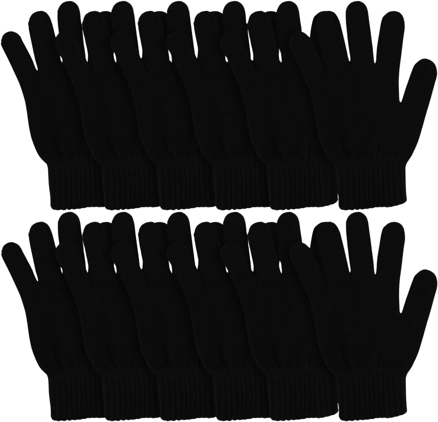 Winter Magic Gloves, 12 Pairs Stretchy Warm Knit Bulk Pack Mens Womens, Wholesale