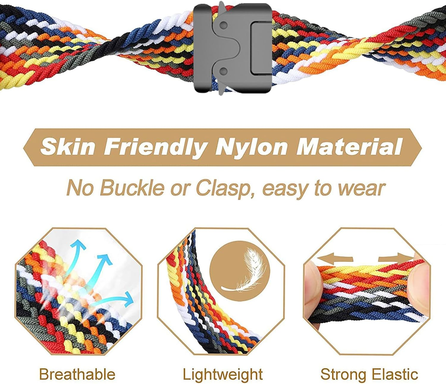 Geflochten Armband Kompatibel Mit Omega X Swatch Moonswatch Band Sport Elastisches Nylon Ersatzarmband Mit Verstellbarer Metall Verschluss Armb&auml;nder F&uuml;r Omega X Swatch Moonswatch F&uuml;r Damen Herren image number 2