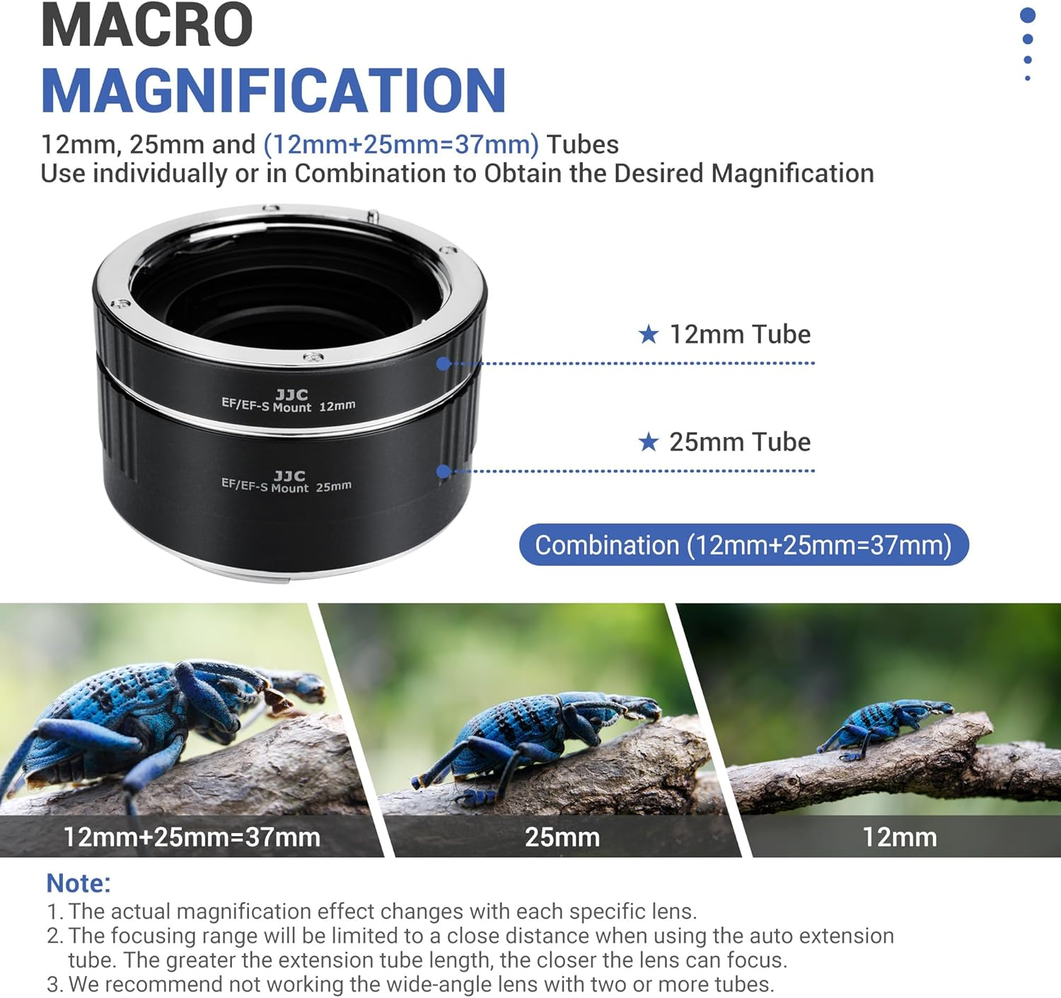 JJC Metal Auto Focus AF Macro Extension Tube Ring Set 12Mm,25Mm, for Canon EF EF-S Mount Lens DSLR Camera EOS 60D 7D 550D 760D 700D 80D 70D 5D Mark IV III 6D 7D Mark II, for Extreme Close-Ups image number 1