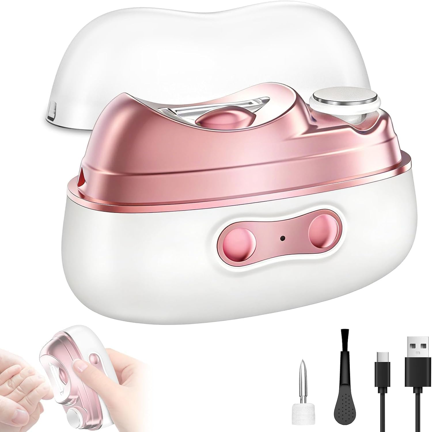 2026 New 4-In-1 Electric Nail Clippers, Electric Automatic Nail Clipper, 2 Speed Gears Adjustable Nail Cutter, Smart Nail Clipper with Polishing Light & Clip Storage, Seniors Gifts, Gifts for Women,Mom image number 6