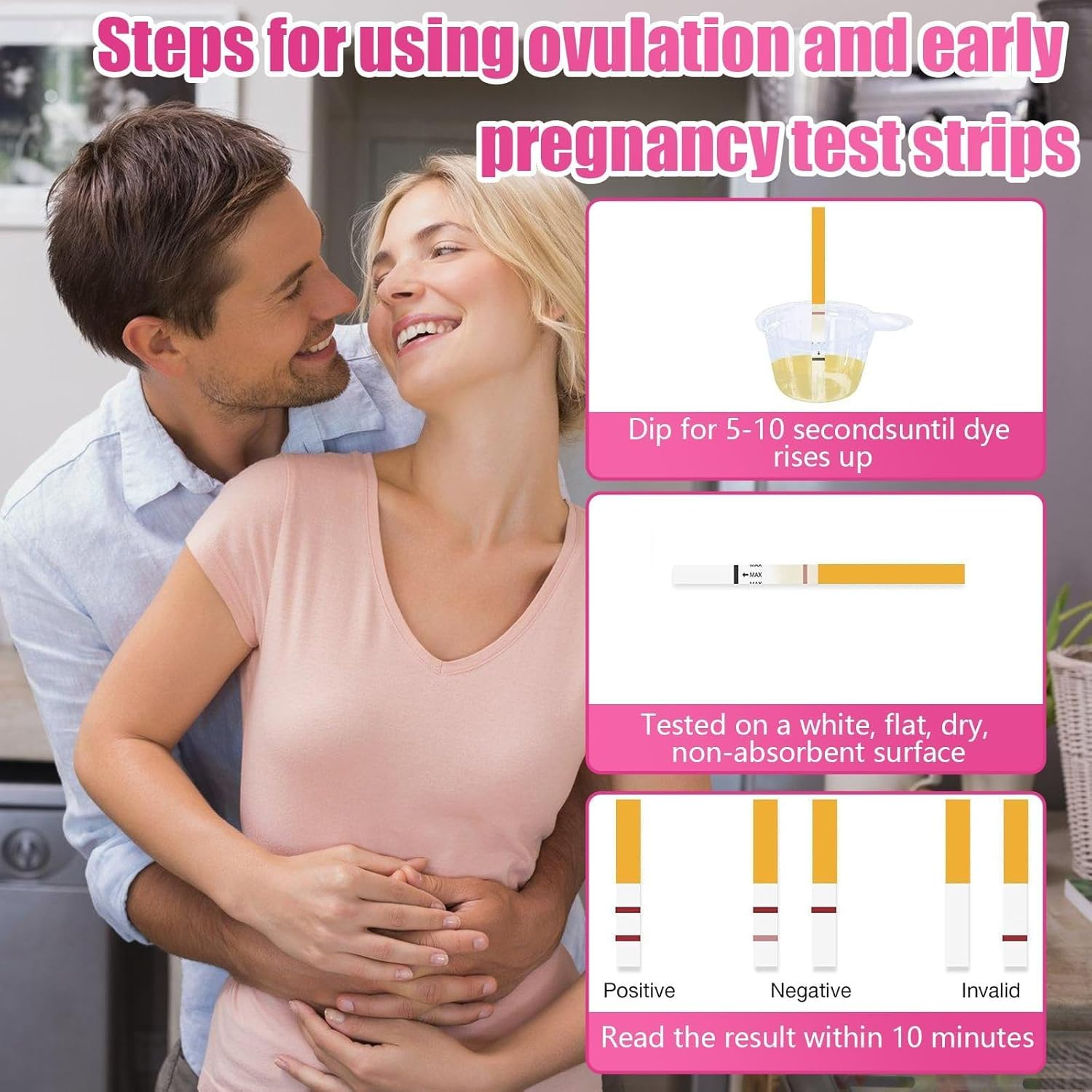 Ovulation Tests Strips, Ovulation and Pregnancy Tests (LH30-HCG20), Ovulation Predictor Kit for Highly Sensitive Fast Home Self-Checking(/50 PCS/) image number 2