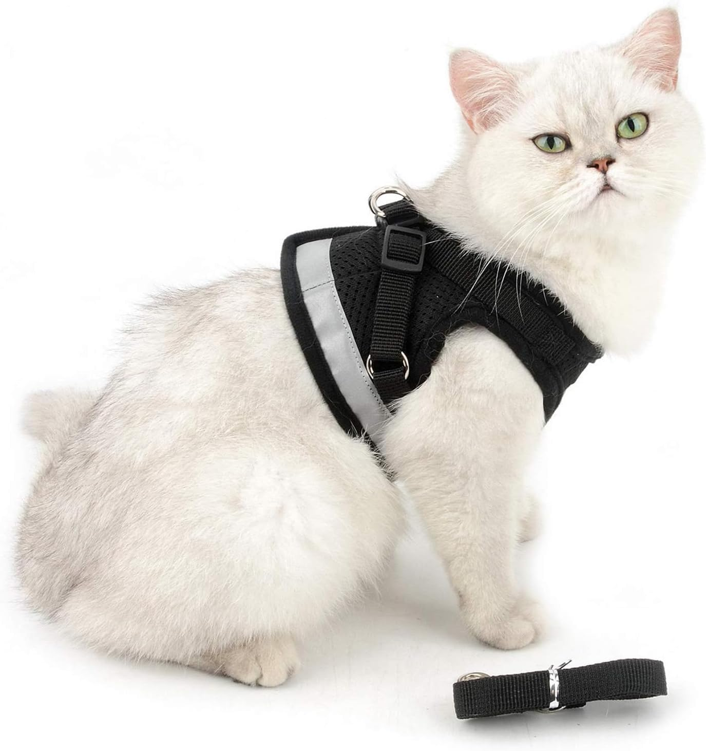 AYEHIOJU Anti-Escape Cat Harness and Leash Set Small, Adjustable Soft Mesh Reflective Vest Harness for Cats, Kittens, Puppies, Small Dogs and Rabbits, Black image number 5