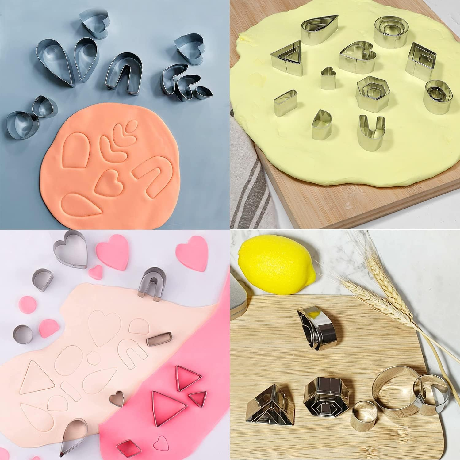 Taicols 39 Pcs Mini Cookie Cutters Set, Stainless Steel Mini Geometric Shaped Cookie Biscuit Cutter Set, Heart Star Flower Hexagon Diamond Shapes, Polymer Clay Cutters for Kids, Biscuit Fruit Cutter image number 4