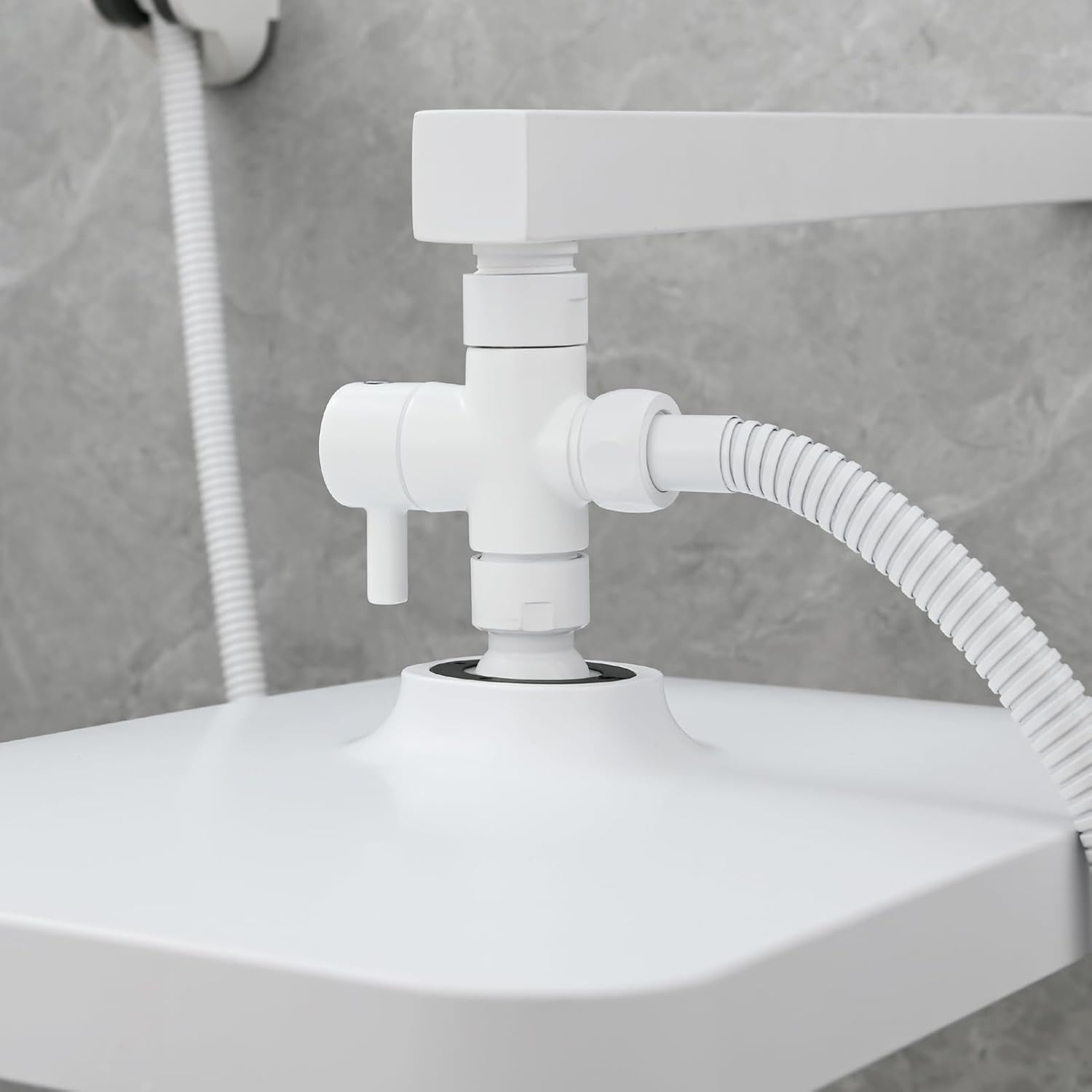 Tecmolog DSF007W Brass Diverter Valve Shower 3-Way Diverter Valve G1/2 Inch Shower System Replacement Part for Bathroom White - White image number 4