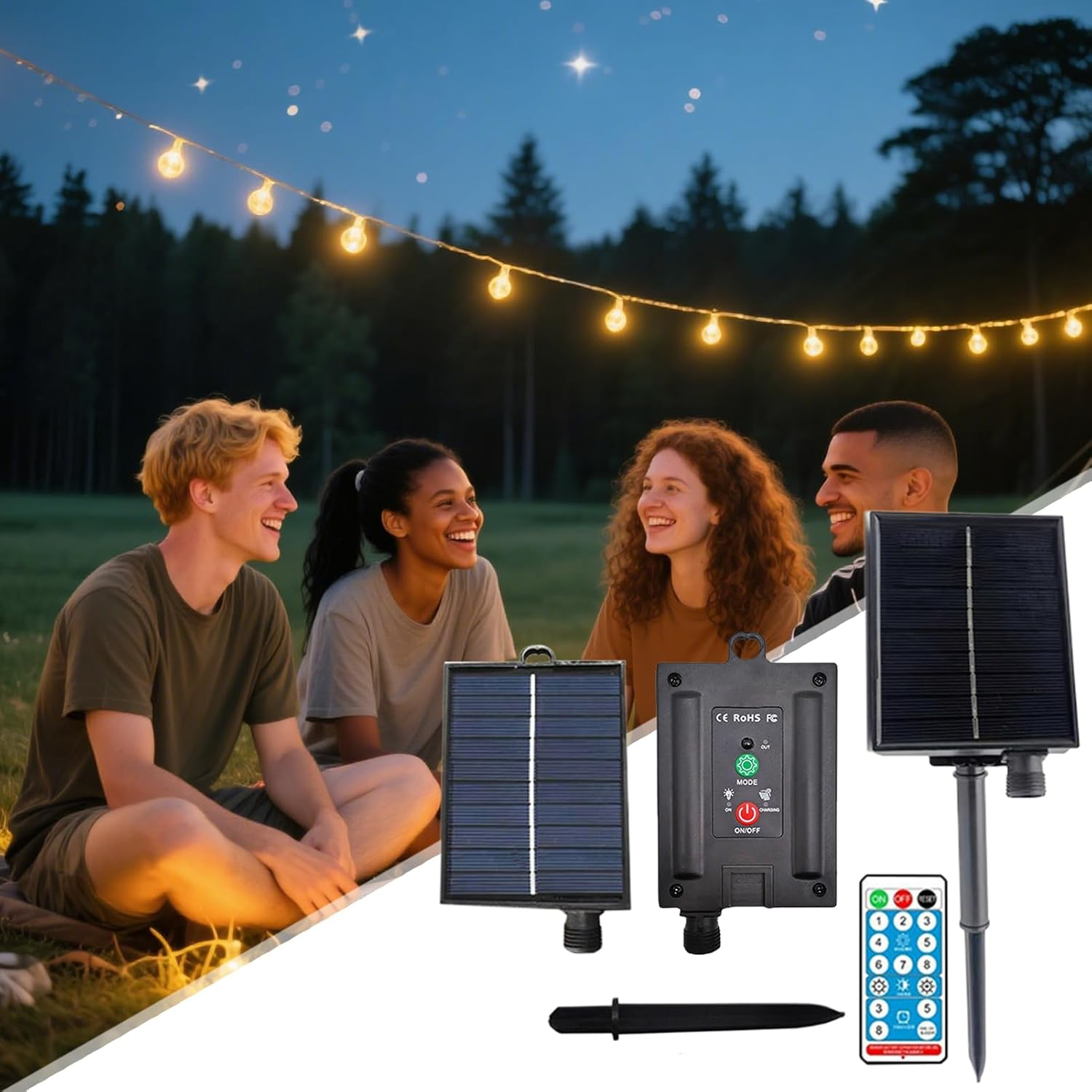 Solar Panel with Plug Outlet | Portable 31V Waterproof Remote USB String Lights Solar Panel, Tools & Home Improvement for Patio Yard Farm Garden Shed Pathway Camping image number 2