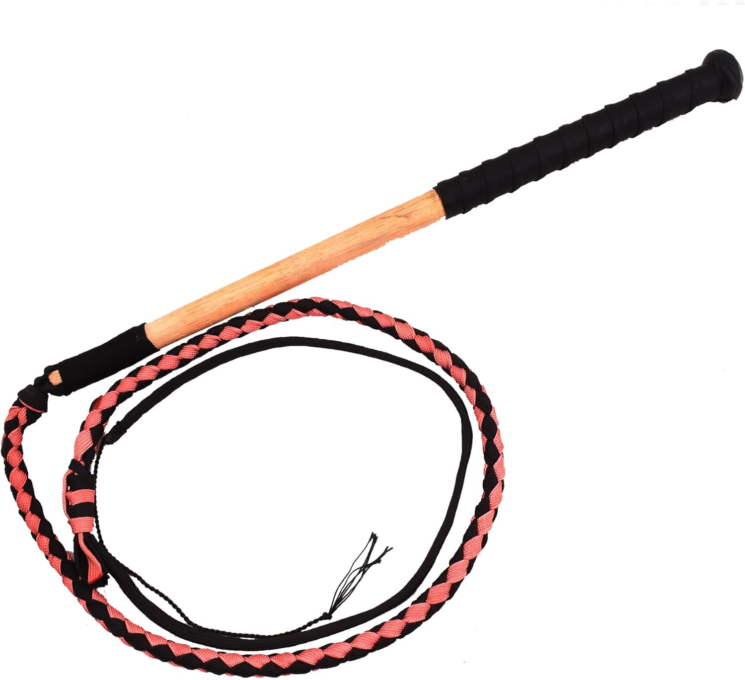 Paracord Bullwhip 2.5Ft Indiana Jones Style Whip for Equestrian Training & Cracking, Leather Phobia Paracord Nylon Kids Whip Stock Whip Heavy Duty image number 2