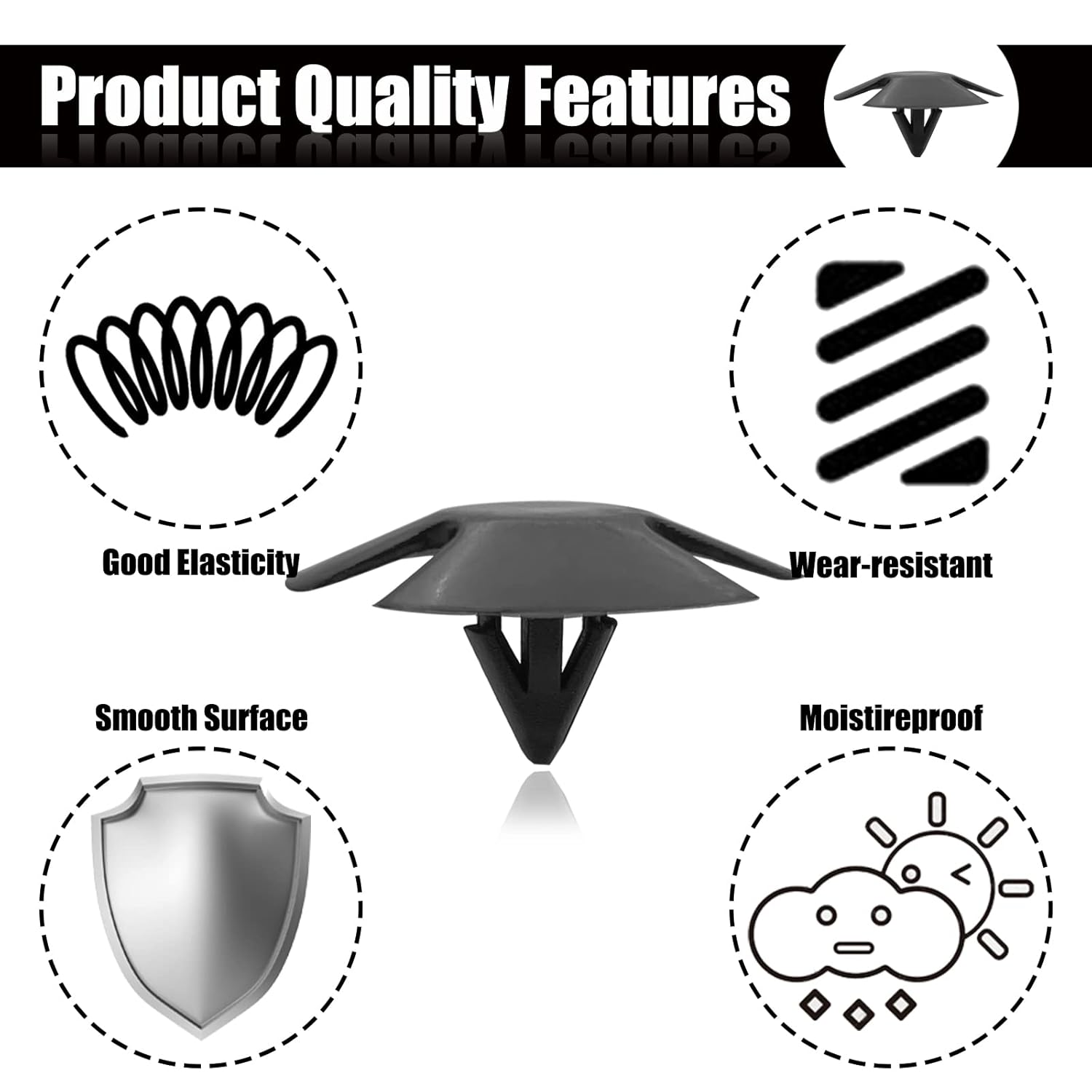 20Pcs Hood Insulation Retainers Push-Type Retainer Clips - Replacement for Chrysler Jeep Dodge Ram Cherokee Grand Cherokee - OEM 4878883AA LH LHS Nylon Clip Fasteners Push Pin Screws - 40Pcs image number 2