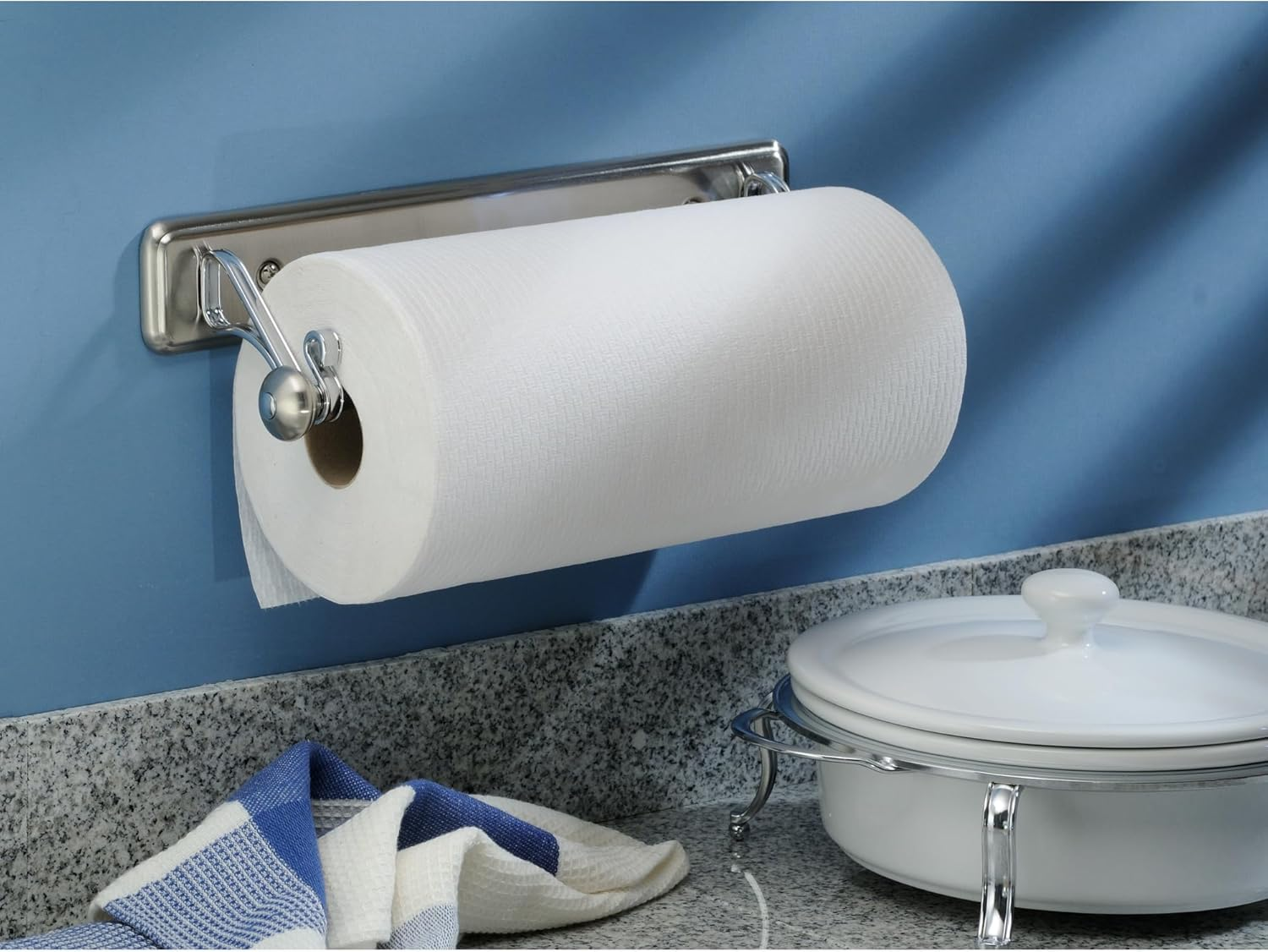 Interdesign York Lyra Paper Towel Holder for Kitchen - Wall Mount, Split Finish image number 2