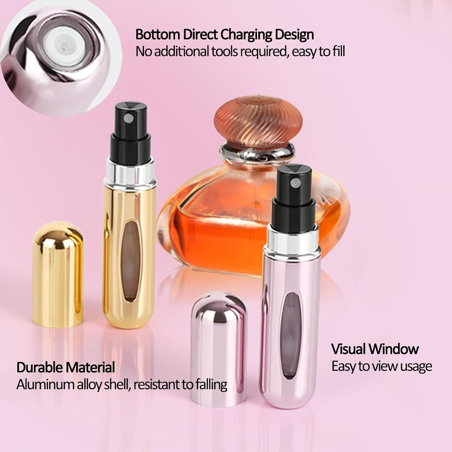 6 PCS Mini Perfume Atomizer Bottles,5Ml Spray Container,Portable Size Refillable Pump for Traveling and Outgoing