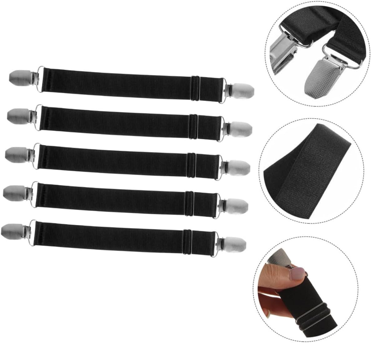 5Pcs Adjustable Elastic Boot Straps for Cycling and Motorcycle Riding Black Anti-Slip Pant Leg Clips Lightweight Multi-Purpose Ankle Straps for Women and Men Secure Fit for Outdoor image number 2