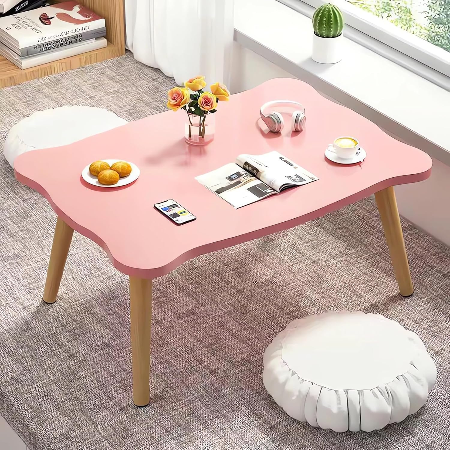 Modern Coffee Table, Multi-Purpose for Living Room Study Bedroom, 60X40X30 Cm, 3 Colours A277 (C Pink)