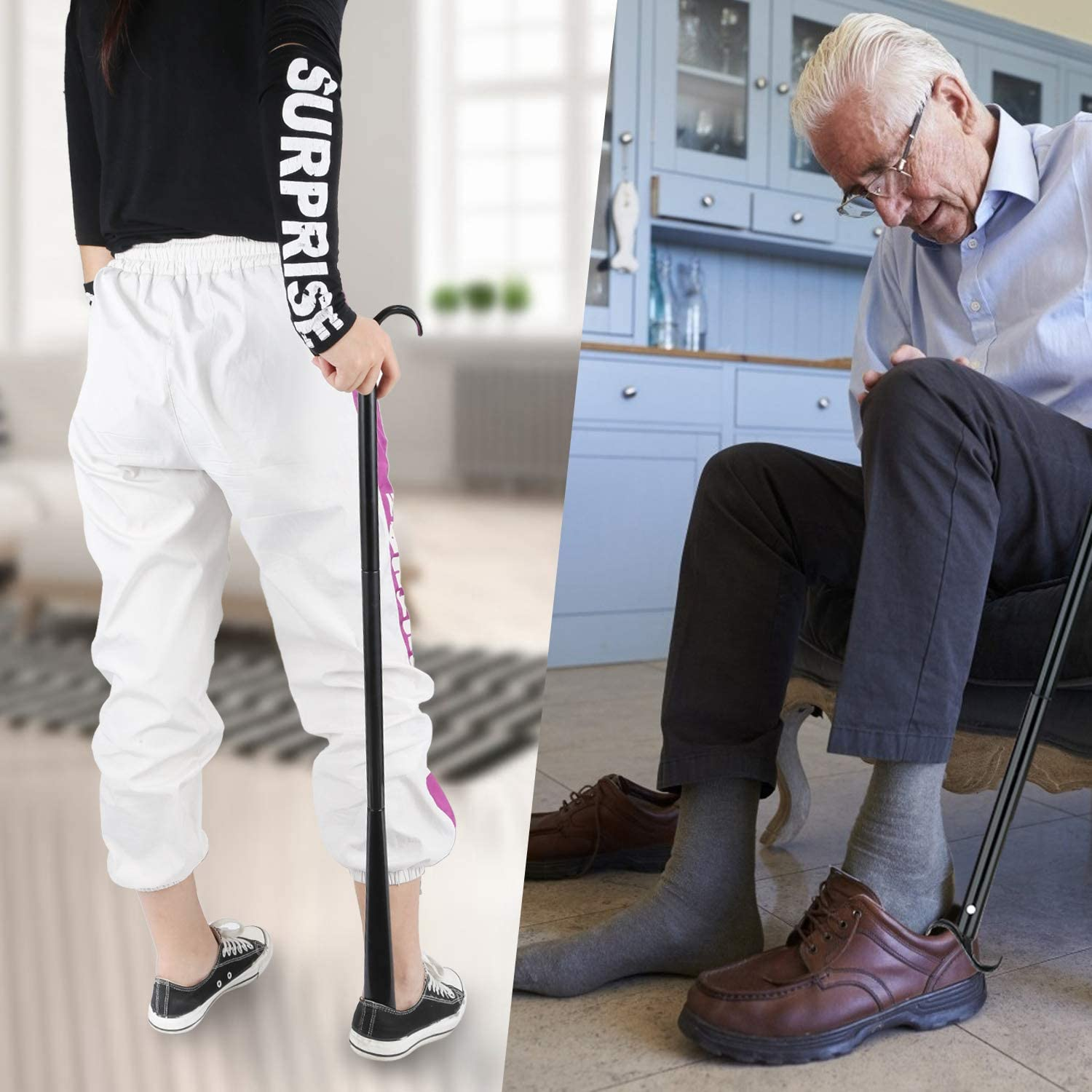 33" Long Dressing Stick with Shoe Horn Sock Remover Tool,Adjustable Extended Reach Assist,Dressing Aid for Shoes, Socks, Shirts and Pants for Seniors, Elderly, Disabled - Amazon Vine image number 6