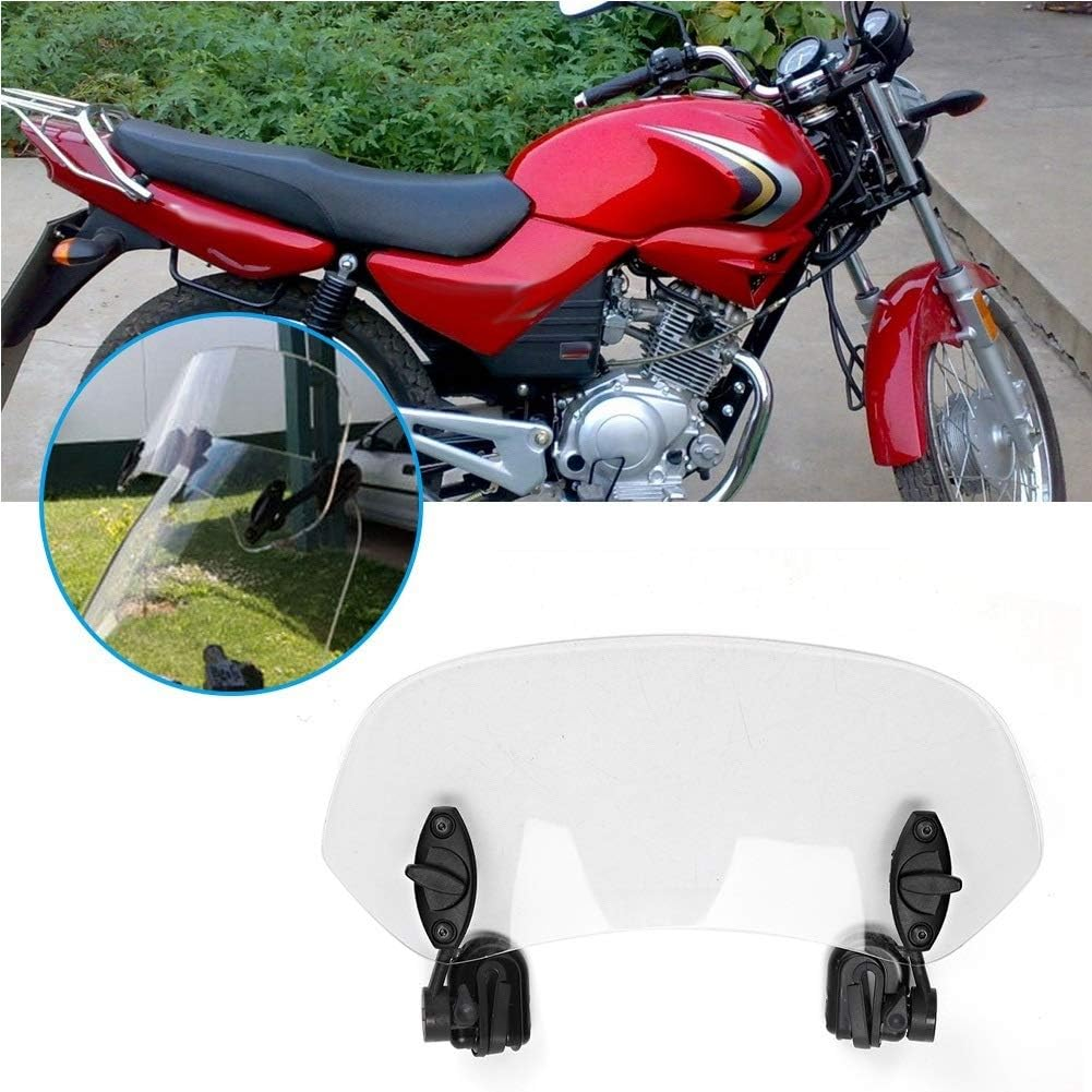 Motorcycle Universal Windshield - Universal Motorcycle Adjustable Clip on Windscreen Wind Deflector Windshield Accessories