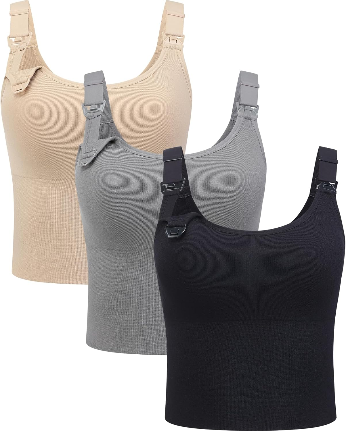 Suekaphin Nursing Longline Bra Tank Top Crop,Maternity Support Sport Bra,Pullover Wide Straps Sewn Cups for Breastfeeding
