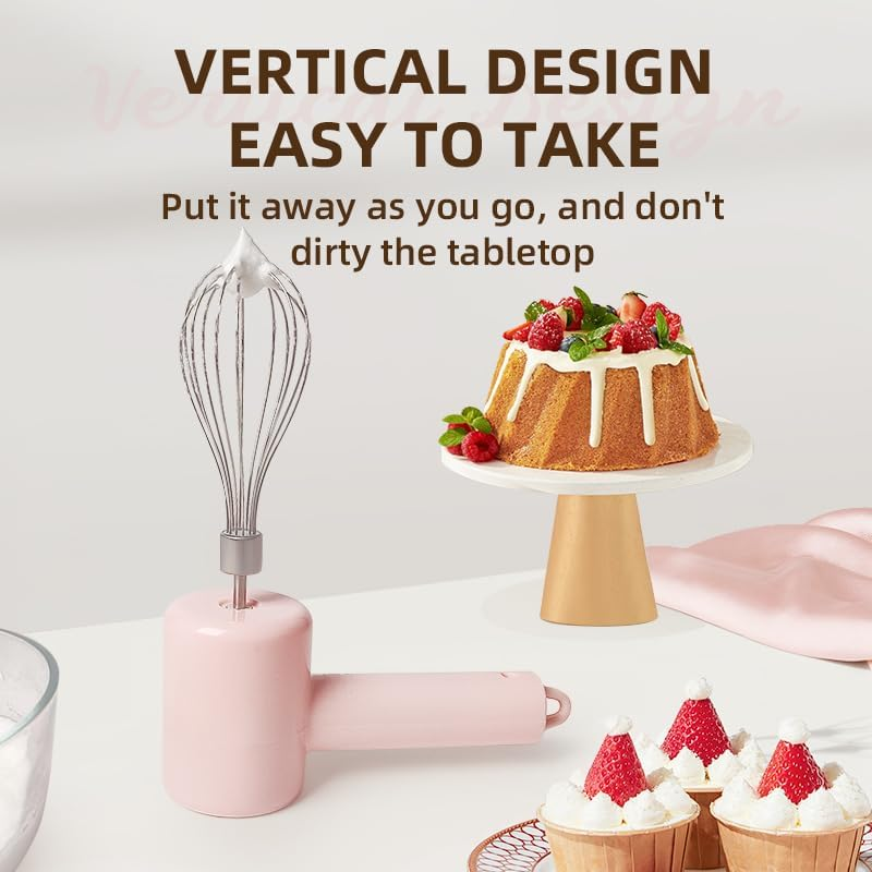 Hand Whisk Electric, 3 Speed Handheld Mixer,Two Whisk Mount Baking Mixer, Cordless Electric Hand Mixer for Eggs, Soups, Cream, Batters | Portable, Wireless & Rechargeable