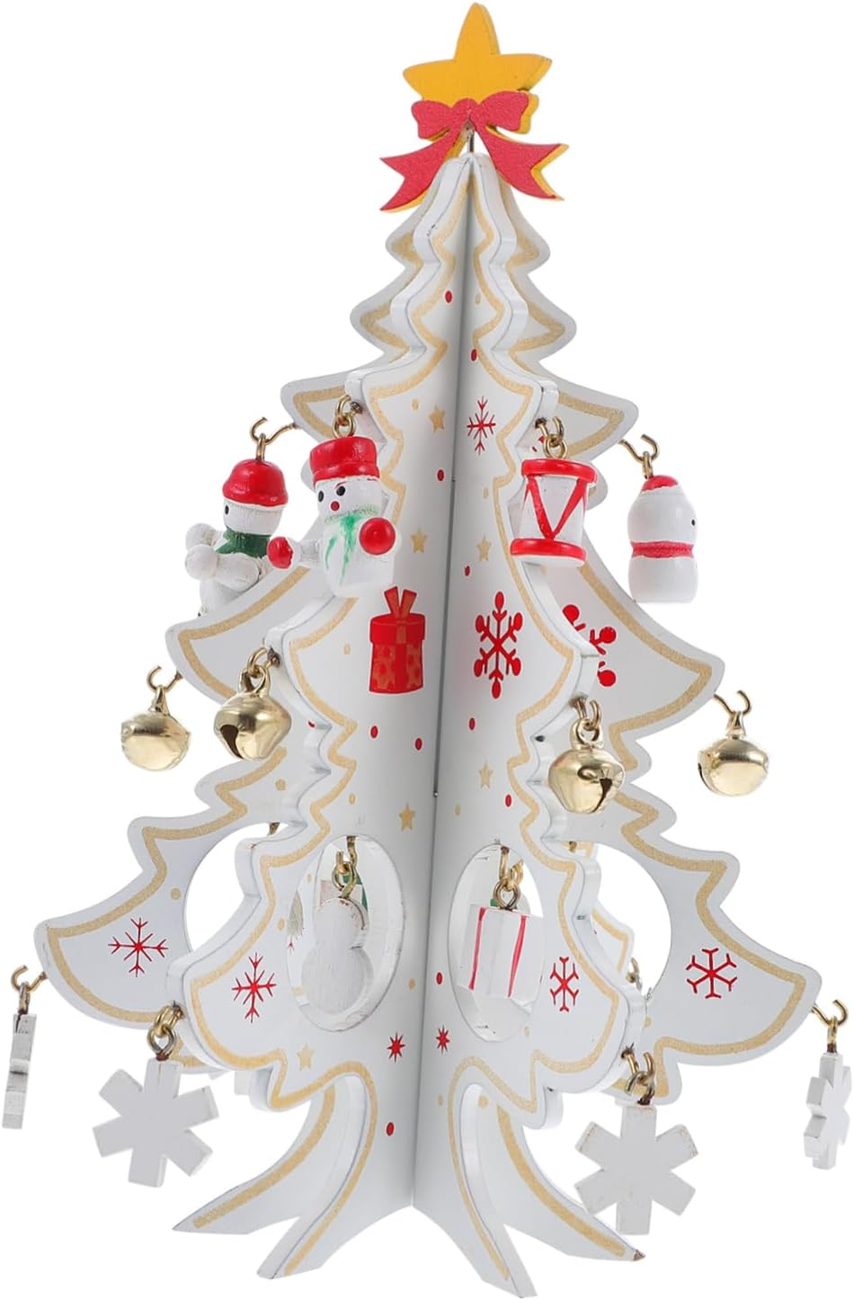 3D Mini Wooden Christmas Tree Model Decorative Xmas Tree Ornament for Christmas Party Home Window Display Festive Holiday Decoration