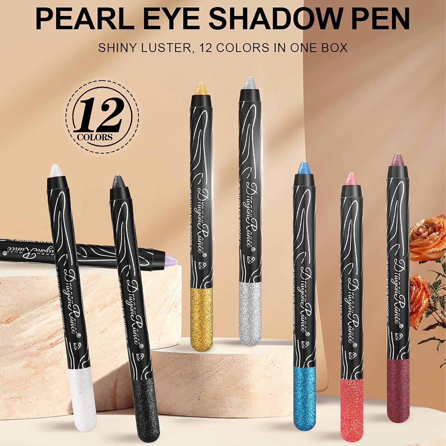 Dynaeuty 12PCS Cream Eyeshadow Stick Sets, Metallic Glitter Shimmer Smokey Eye Looks Waterproof Long Lasting Quick-Drying Sparkling Eye Shadow Makeup Kits (A) - Spice Berry image number 6