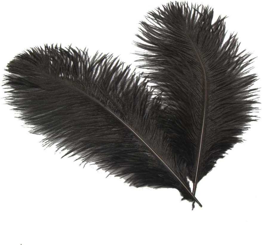Sowder 6-8Inch(15-20Cm) Ostrich Feathers Plume for Wedding Centerpieces Home Decoration Pack of 10Pcs (Black)