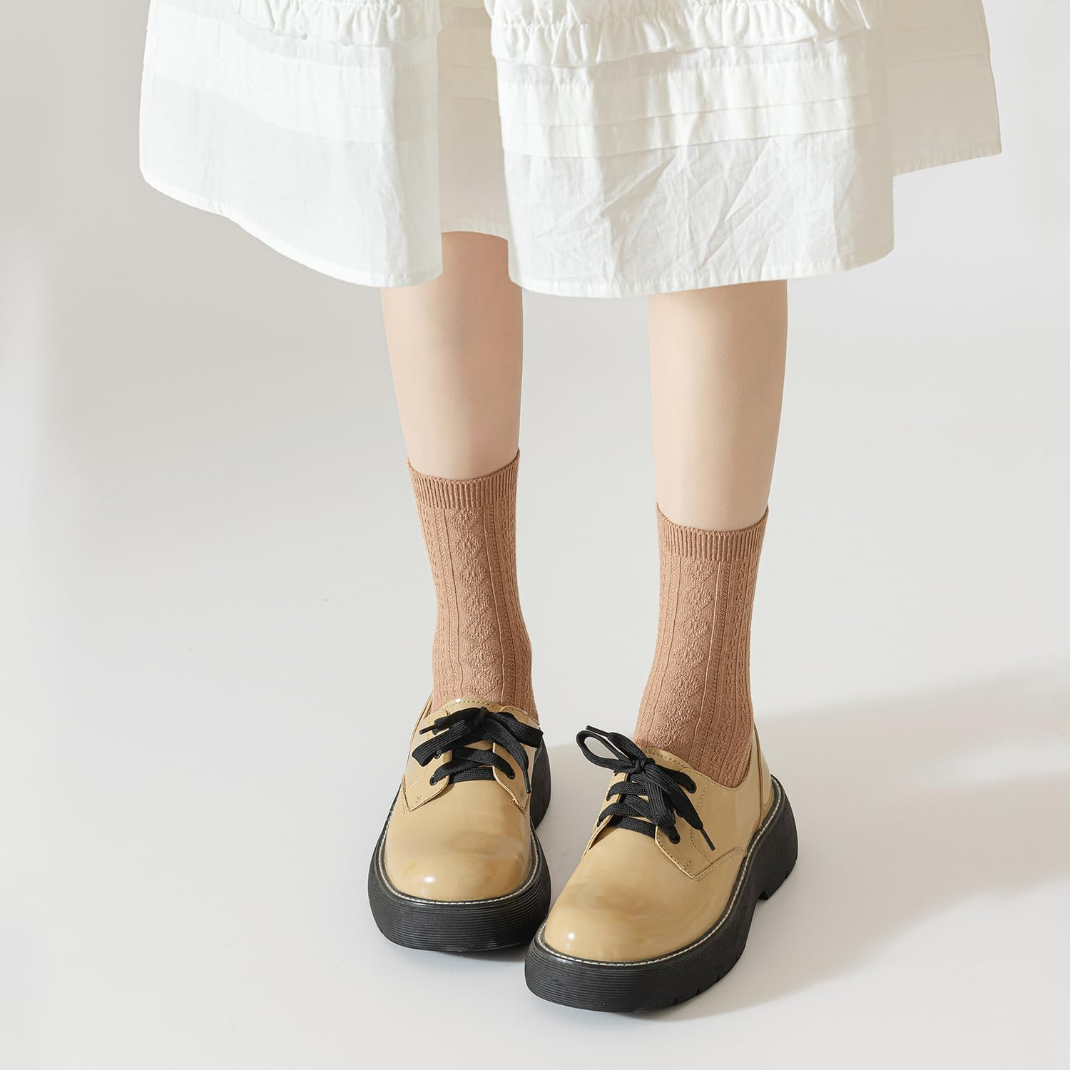 Mcool Mary Womens Crew Socks, Casual Knit Cotton Comfy Breathable Cool Dress Socks for Girls 6 Pack image number 6