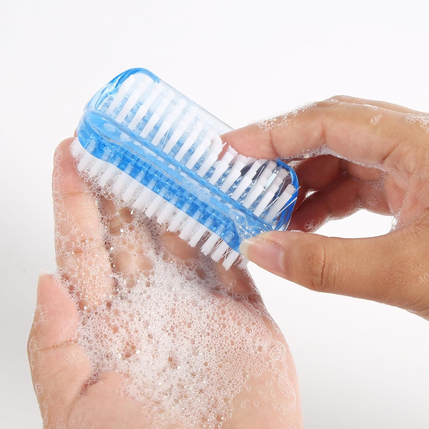 2Pcs Fingernail Scrub Brushes, Two Sided Multifunction Nail Brush for Cleaning Portable Nail Scrubber Brush for Cleaning Cuticles Fingernails Toes (Red, Blue) image number 5