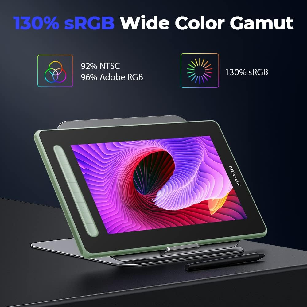 XP-PEN Artist13_2Nd 13.3 Inch Drawing Pen Display Graphics Monitor Full-Laminated Technology Drawing Monitor with Tilt Function,X3 Smart Battery-Free Stylus (Green)