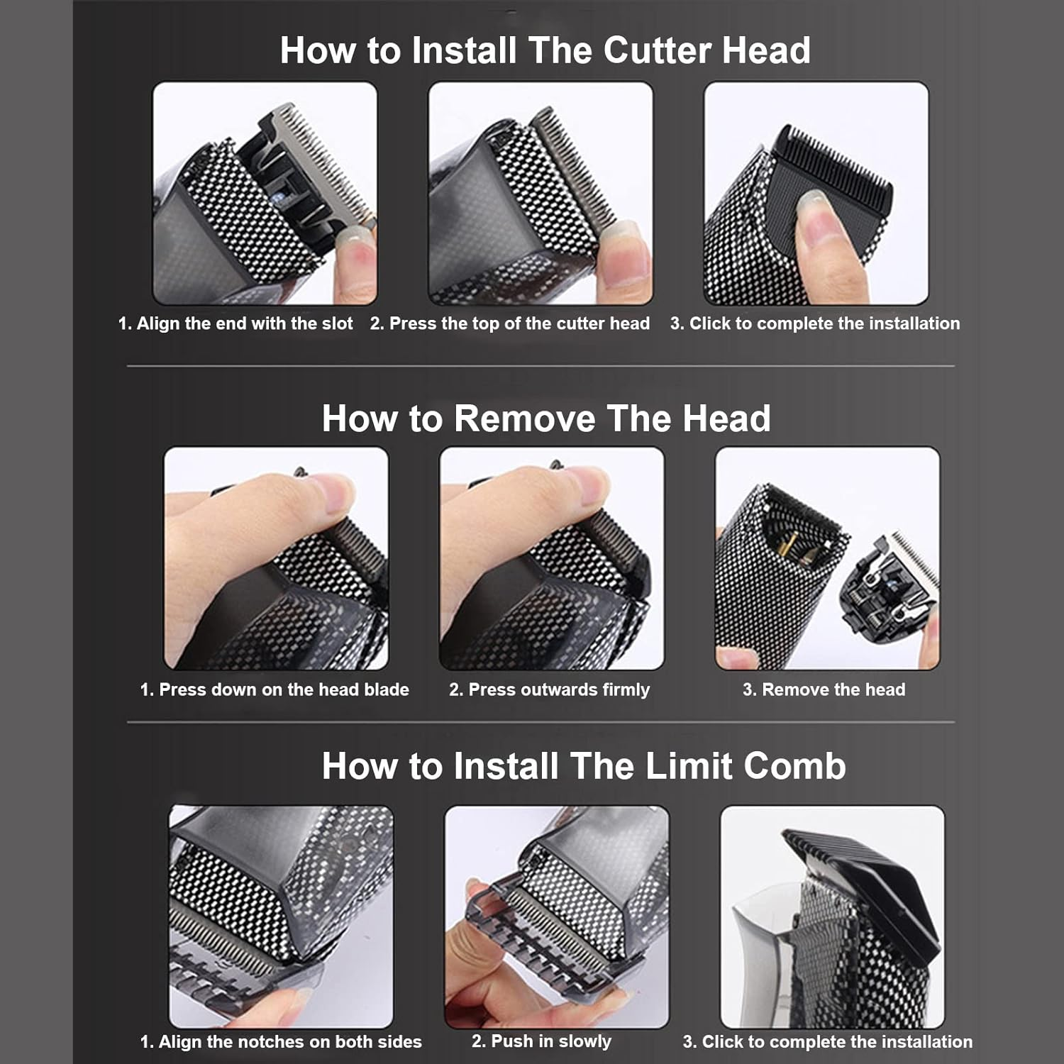 Hair Clippers, Wireless Pro Hair Trimmer and Trimmer via USB, Wireless Hair Clipper with Automatic Hair Suction, Hair Cutting Set for Men, Women image number 6