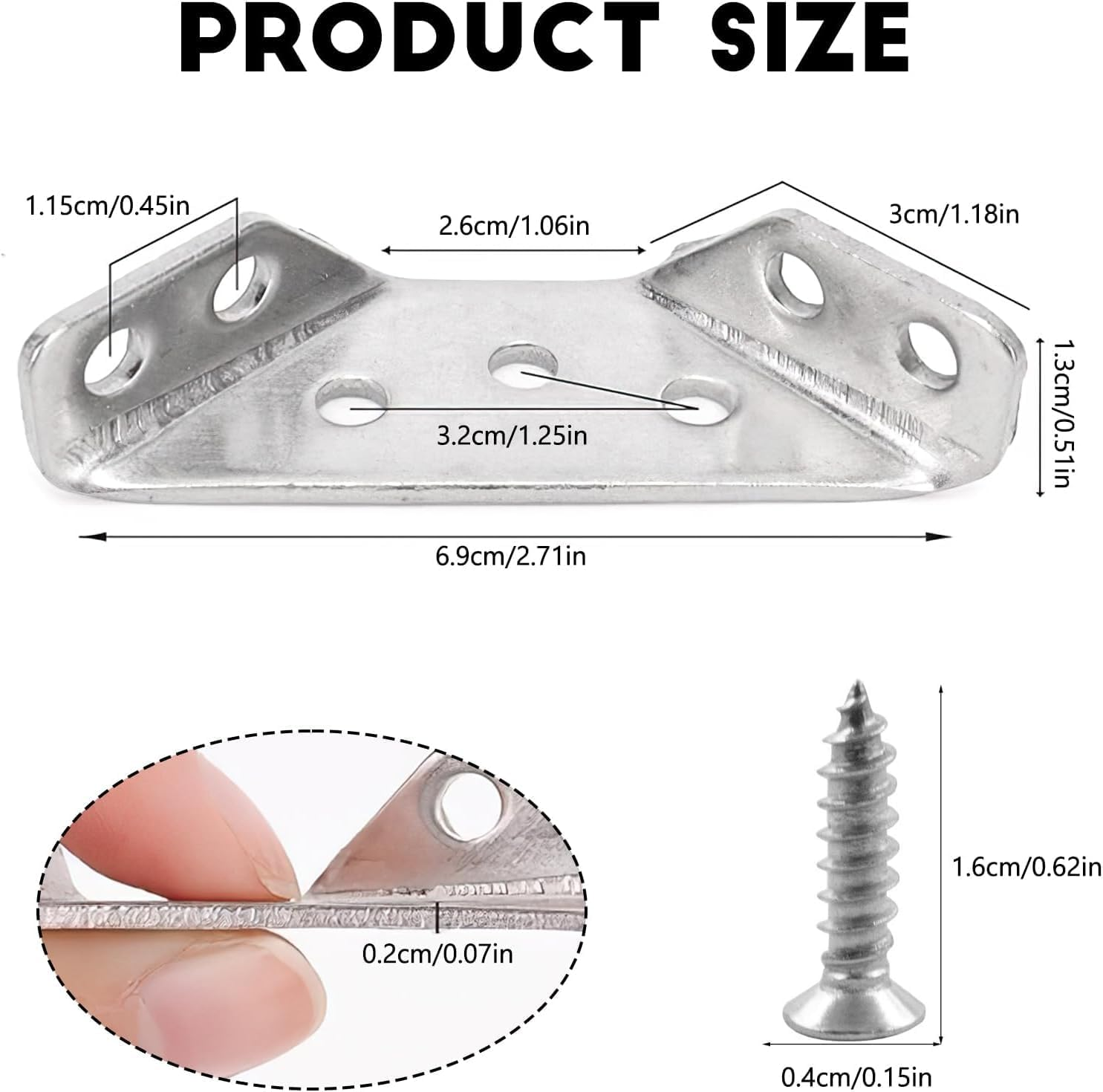Stainless Steel Angle Corner Brackets, 20Pcs Angle Corner Bracket Triangle Corner Brace Stainless Steel Corner Connector Furniture Corner Connector, Stainless Steel Furniture Corner Connector image number 2