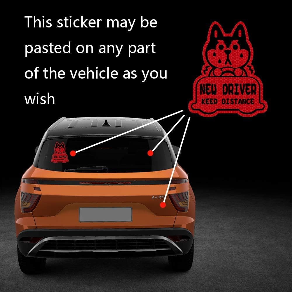 New Driver Reflective Sticker Car Decal,Keep Distance Sticker,For Student Driver-Red image number 5