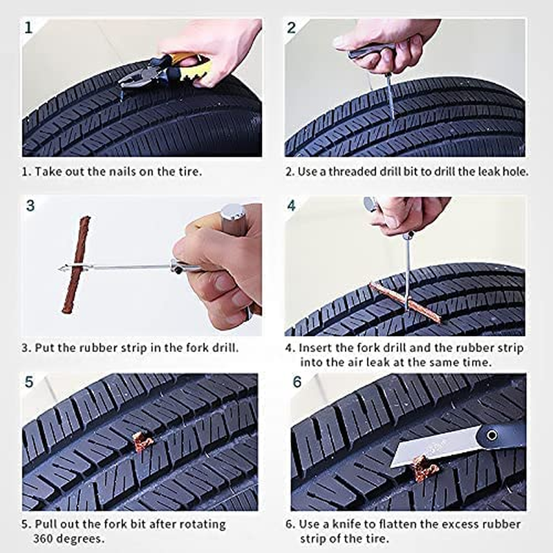 Dogfish Tubeless Tire Repair Rubber Tire Repair Kit 15 Piece Set of Tire Puncture Rubber Emergency Motorcycle Bicycle Tire Repair Rubber Strip image number 3