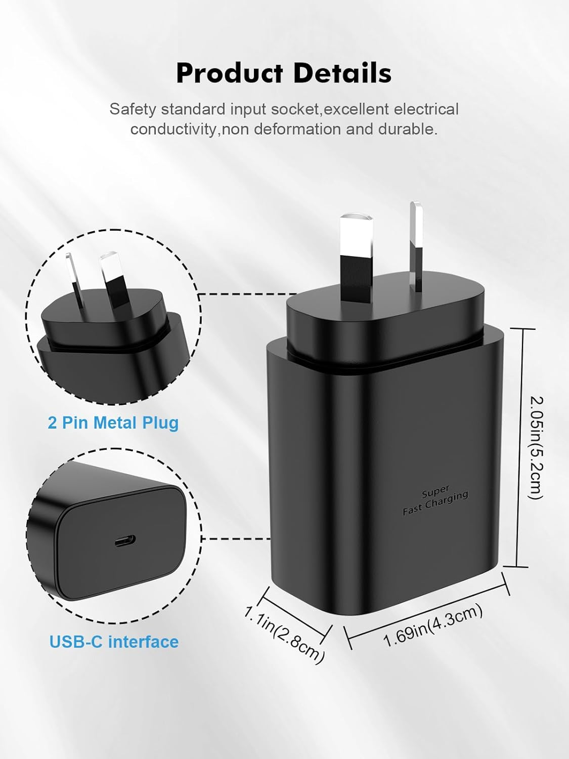 10FT/3M 2-Pack 45W USB C Super Fast Charger for Samsung Fast Charger Compatible with Samsung S25 Ultra/S24/S23/S22/S21 USB C Charger with USB C Cable Type C Fast Charging S20/Note 20/10/Tab S9/S8/S7 image number 3