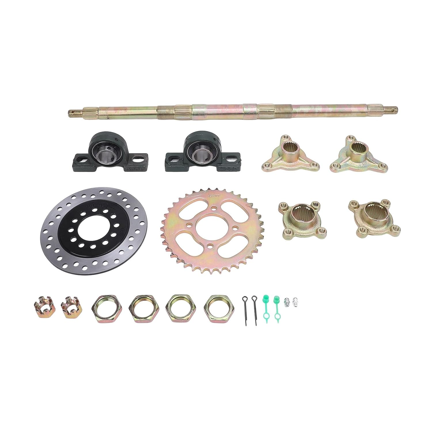 Go Kart Rear Axle Kit, 24 Inch Heavy Duty Sprocket Brake Disc Base Rear Axle Assembly Set for 50 to 150 DIY Rebuilt Atvs Quads and Drift Trikes, Dependable and Practical image number 2