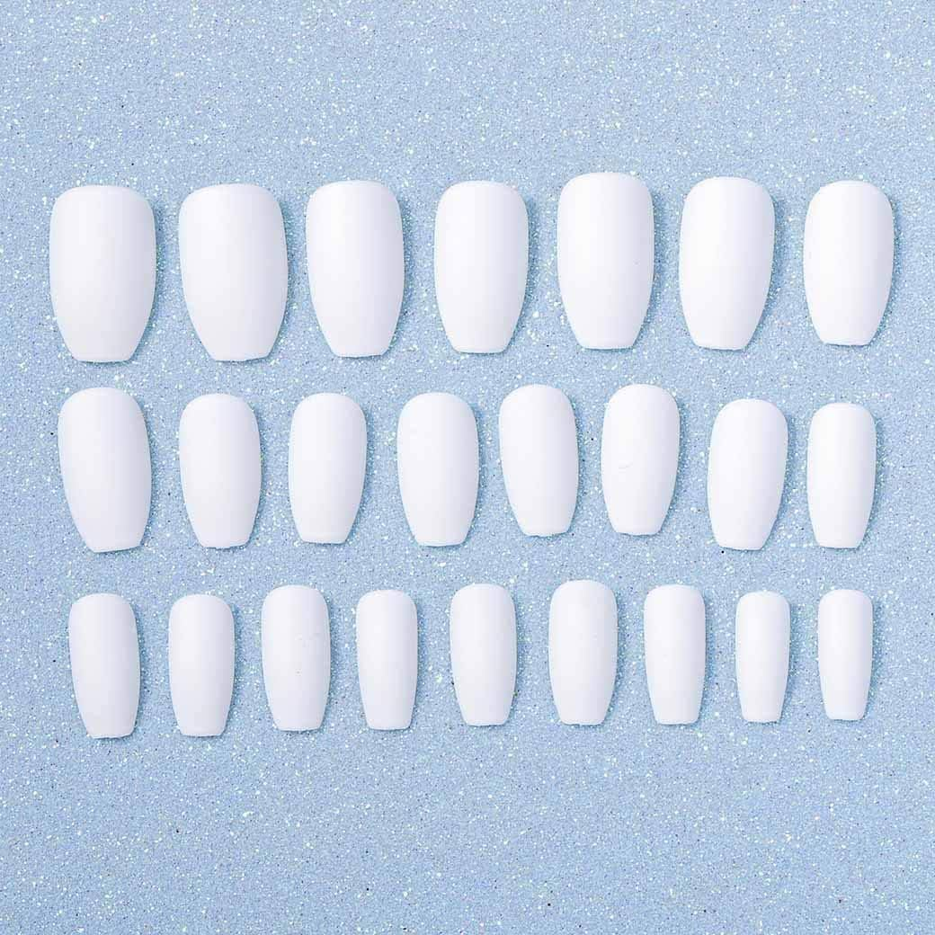 24 Pcs Matte Fake Nail Tips Medium Pure Color Ballerina Full Cover for Women and Girls image number 1