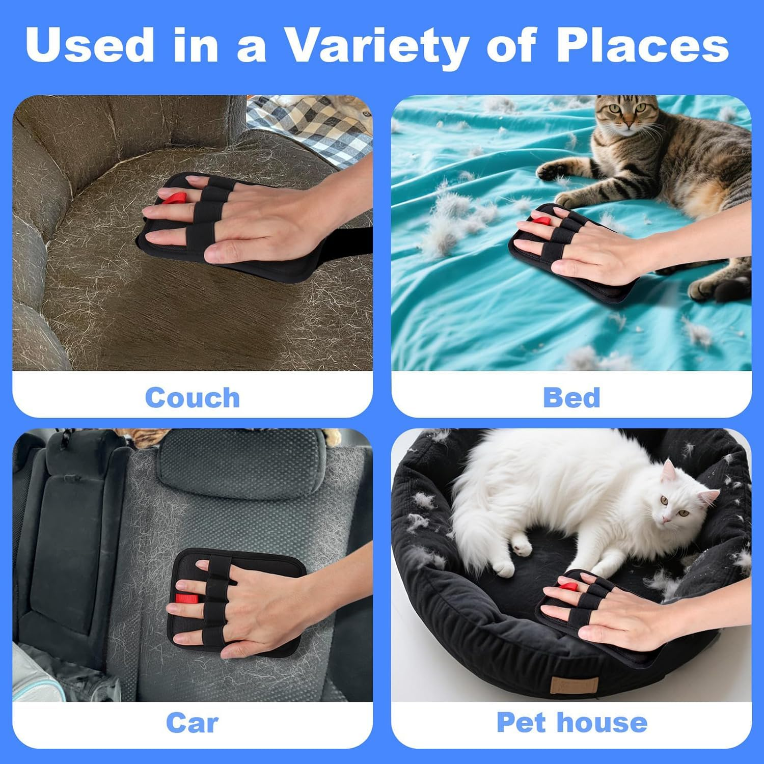 VICDUEKG Fellmagnet, 2025 Pet Hair Remover Glove, Pack of 2 Reusable Fur Magnetic Gloves, Cat Grooming Gloves for Clothes, Car Seats, Sofas image number 2