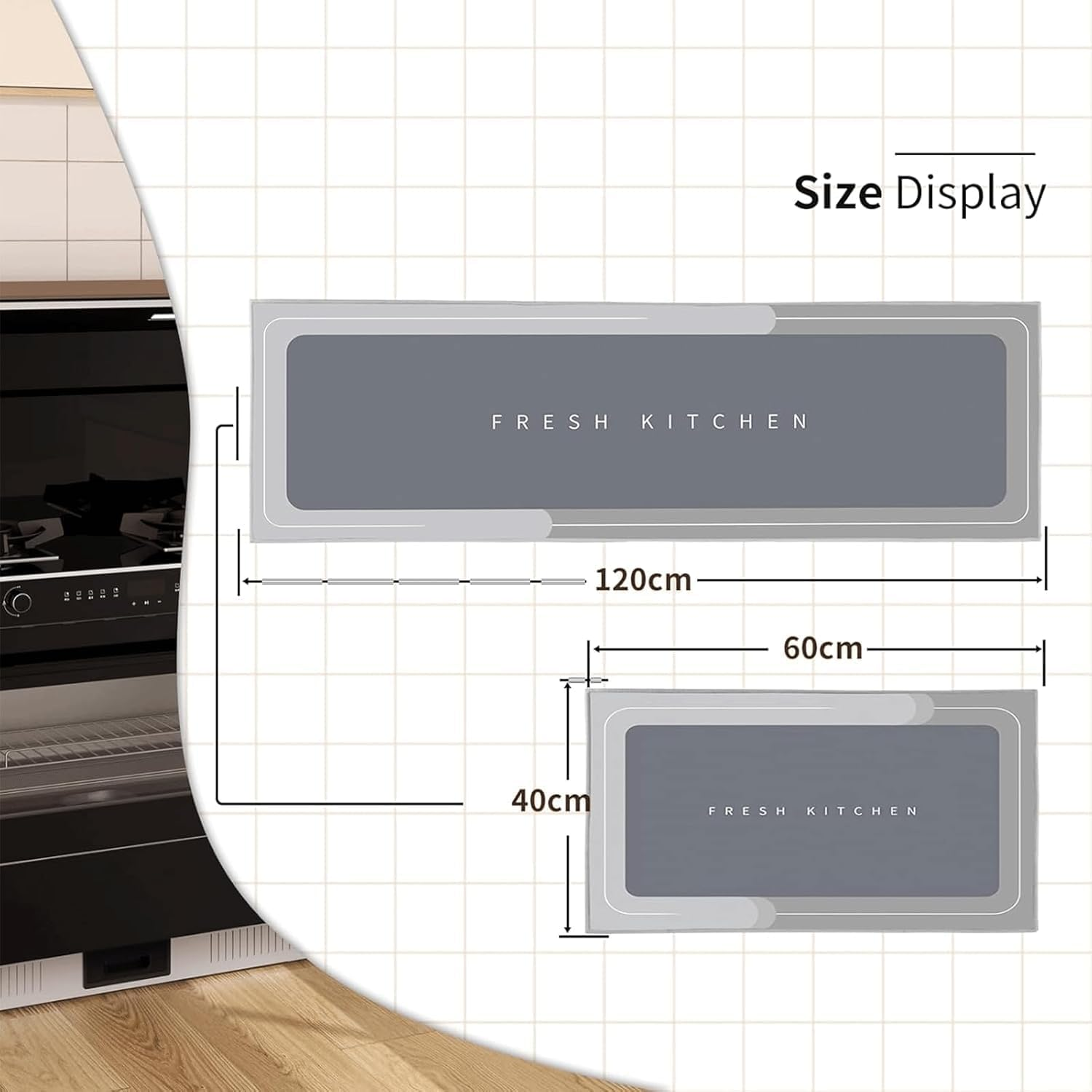 Kitchen Rug Set 2 Piece Non Slip and anti Fatigue Kitchen Mat, Washable Mats and Rugs for Kitchen,Hallway Runner Set, Dining Room, Entryway and Home Decoration Office image number 4