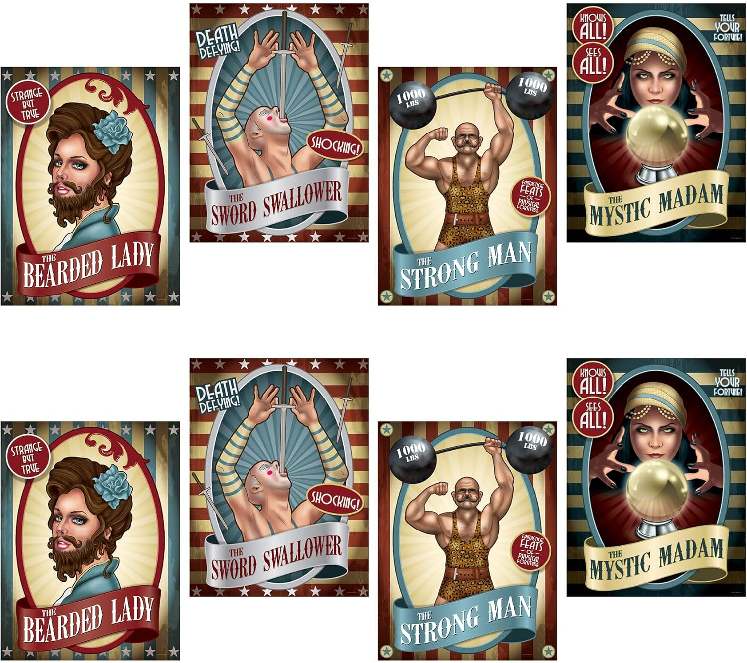 Beistle Vintage Circus Poster Cutouts (8 Piece), 15.25", Multicolor image number 3