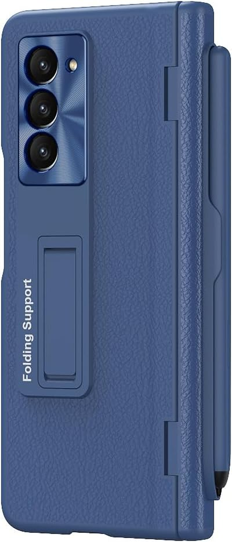 COQUE Samsung Galaxy Z Fold 6 Leather Case with Screen Protector, Stand Cover with Full Body Protection for Hinges - Stylus Slot - Blue - Green image number 6