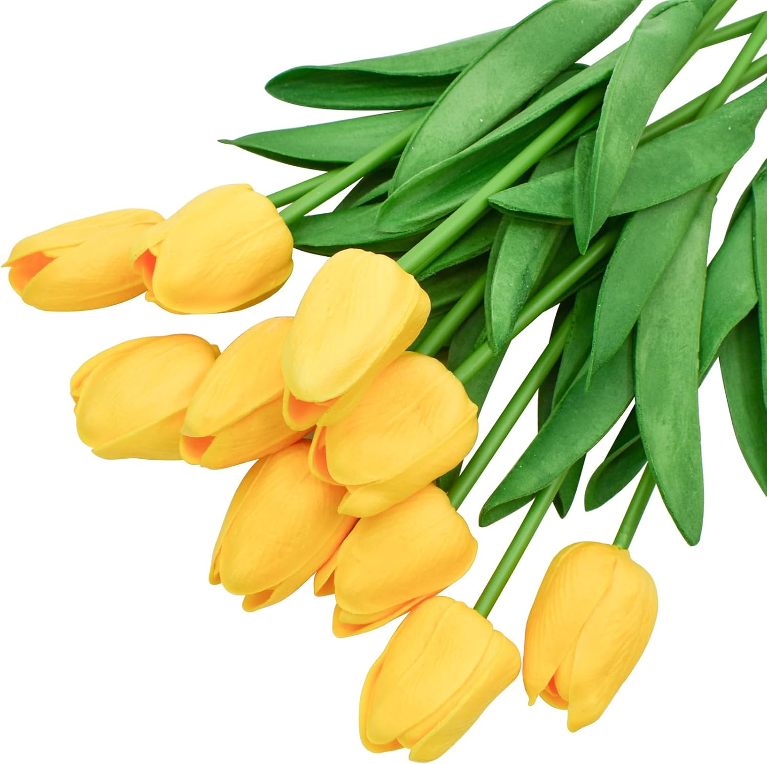 24Pcs Yellow Tulips Artificial Flowers Silk Fake Flowers 13In Real Touch Tulips Flower for Spring Mothers Day Easter Home Kitchen Wedding Table Decor (Yellow) - Multi Color image number 3