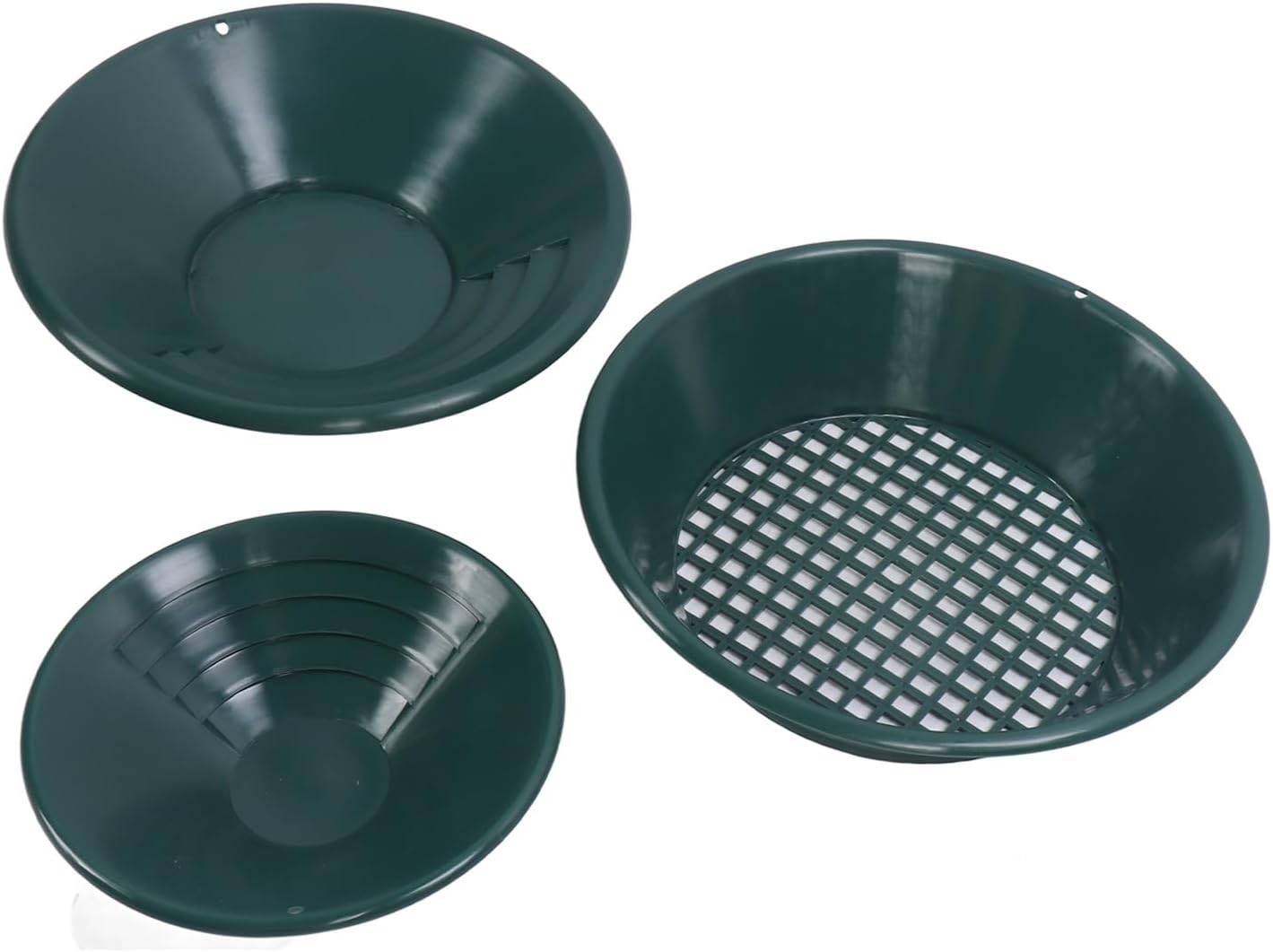 Round Gold Panning Pans Set, 3PCS ABS Plastic Gold Washing Pan Kit Hand Operated Gold Dredging Tools for Gold Nugget Planning, Gold Mine Prospecting image number 5