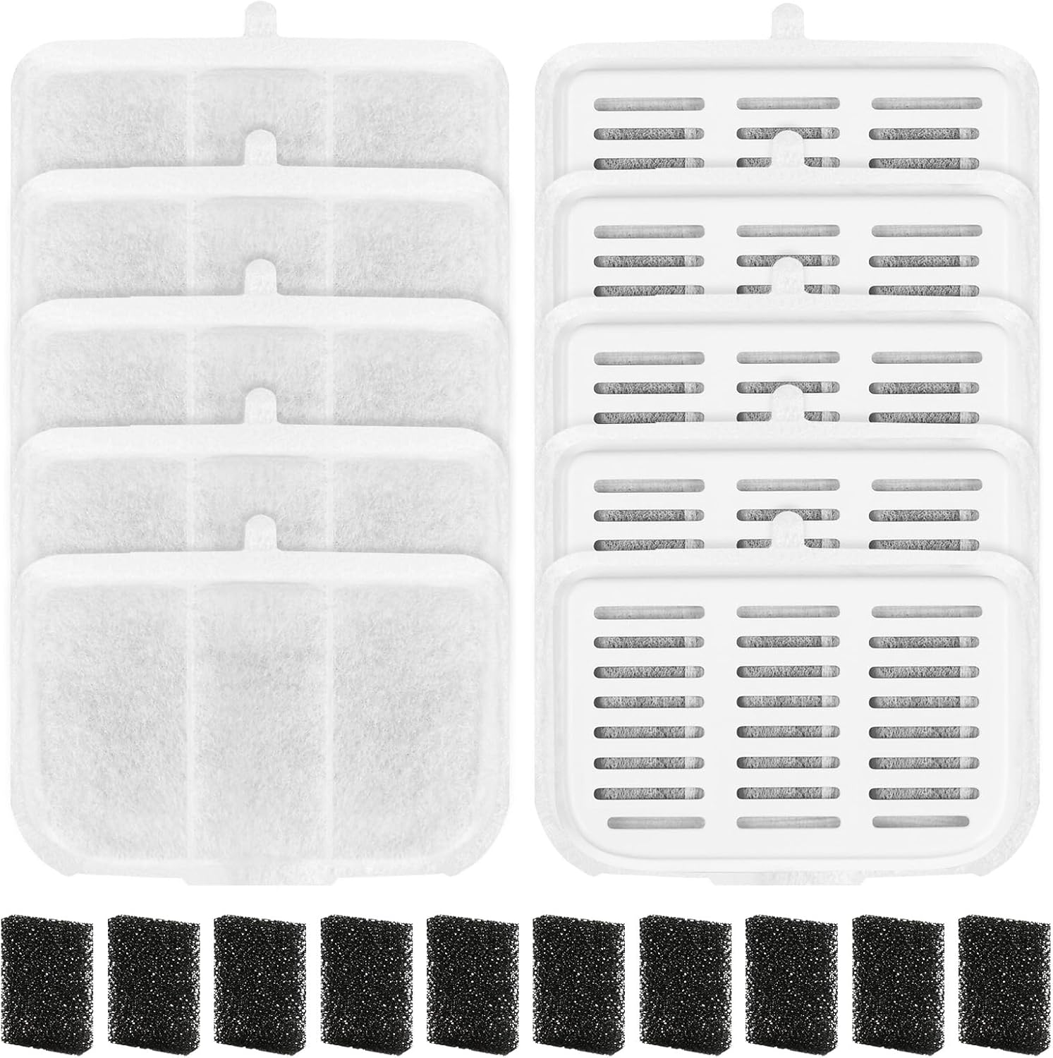 Pack of 10 Filters for Petkit Eversweet Max Pet Water Fountain, High Density Activated Carbon Can Filter Odours and Hair Impurities in the Water (10 Filters + 10 Sponges) image number 2