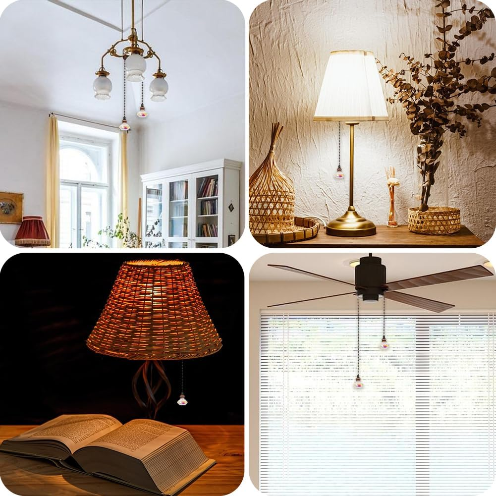 GORGECRAFT 2PCS Ceiling Fan Pull Chain 13 Inches Light and Fan Cord Swith Connector Clear Crystal Diamond Fan Pull Chain Charms Ceiling Fan Pull Chain Extenders for Ceiling Light Lamp Fan