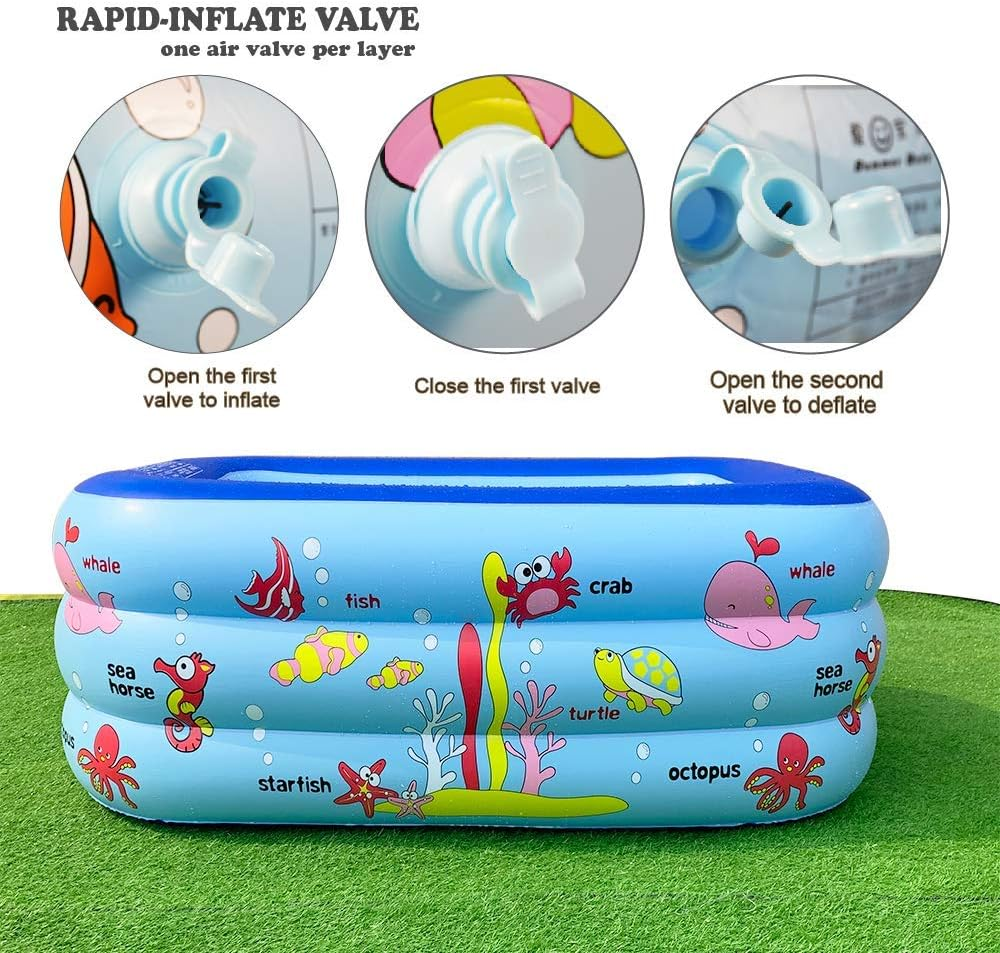 Watebom Inflatable Family Swimming Center Pool with Inflatable Soft Floor, 51 Inches Ocean World Kids Swimming Pool&hellip; image number 2