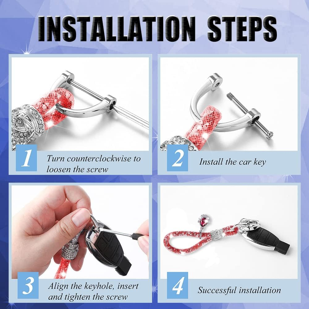 Crystal Car Key Chain for Women, Key Chain Accessories with Bling Rhinestones, Crystal Car Key Ring for All Car Keys - Green image number 7