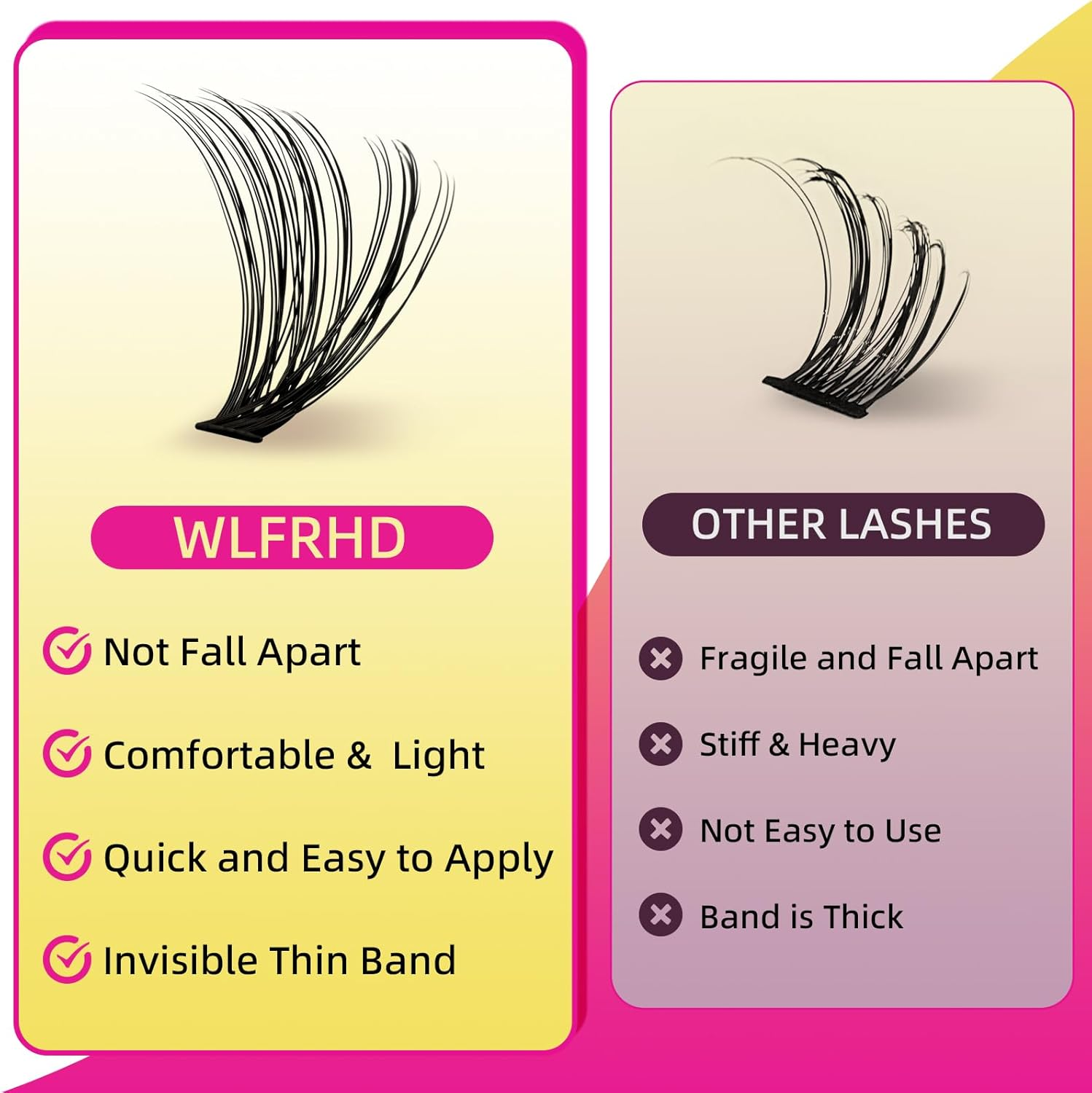 Lash Clusters Wispy 300PCS Eyelash Clusters 30D 40D Lashes Clusters 9-16Mm Cluster Eyelash Extensions Individual Lashes Soft Eyelashes Clusters with Thin Band False Eyelashes at Home(D-Mix10-18Mm) image number 3