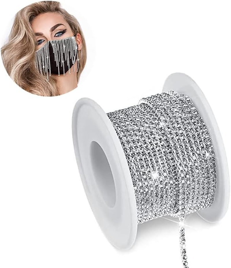 11 Yards Crystal Rhinestone Trim Ss16/4.0Mm Close Chain Trim for Sewing Crafts, Claw Rhinestone Chain for Ideal Wedding Party DIY Decoration (Silver) image number 3