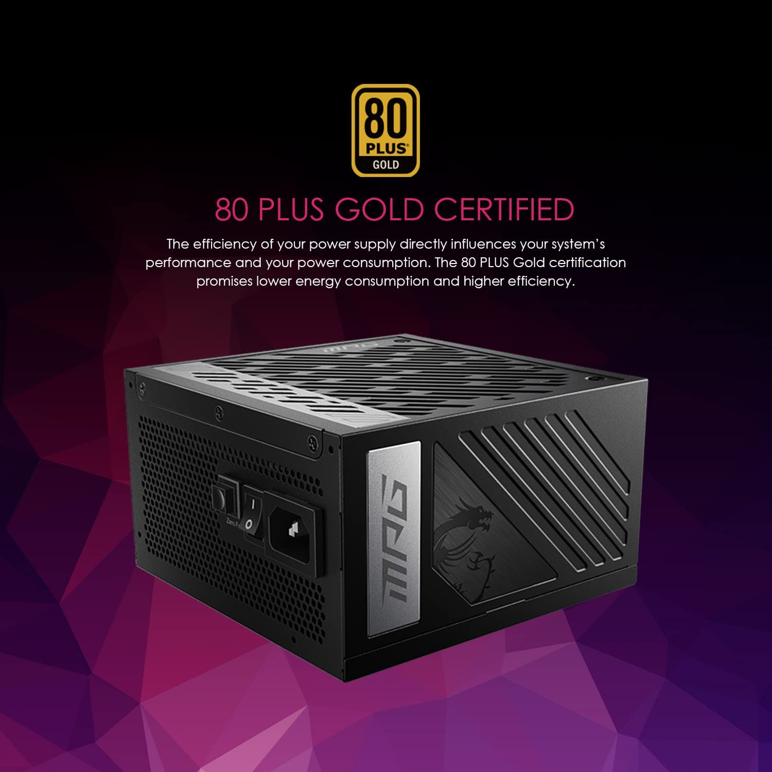 MSI MPG A850G PCIE5 850W ATX Power Supply Unit, Multicolor image number 2