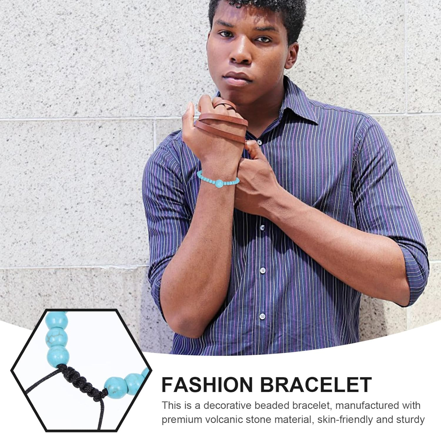 Operitacx Braided Bracelets 4Pcs Motion Sickness Bracelets anti Nausea Volcanic Wristband Motion Nausea Bands for Car Sickness Seasickness Moonstone Bracelet image number 3