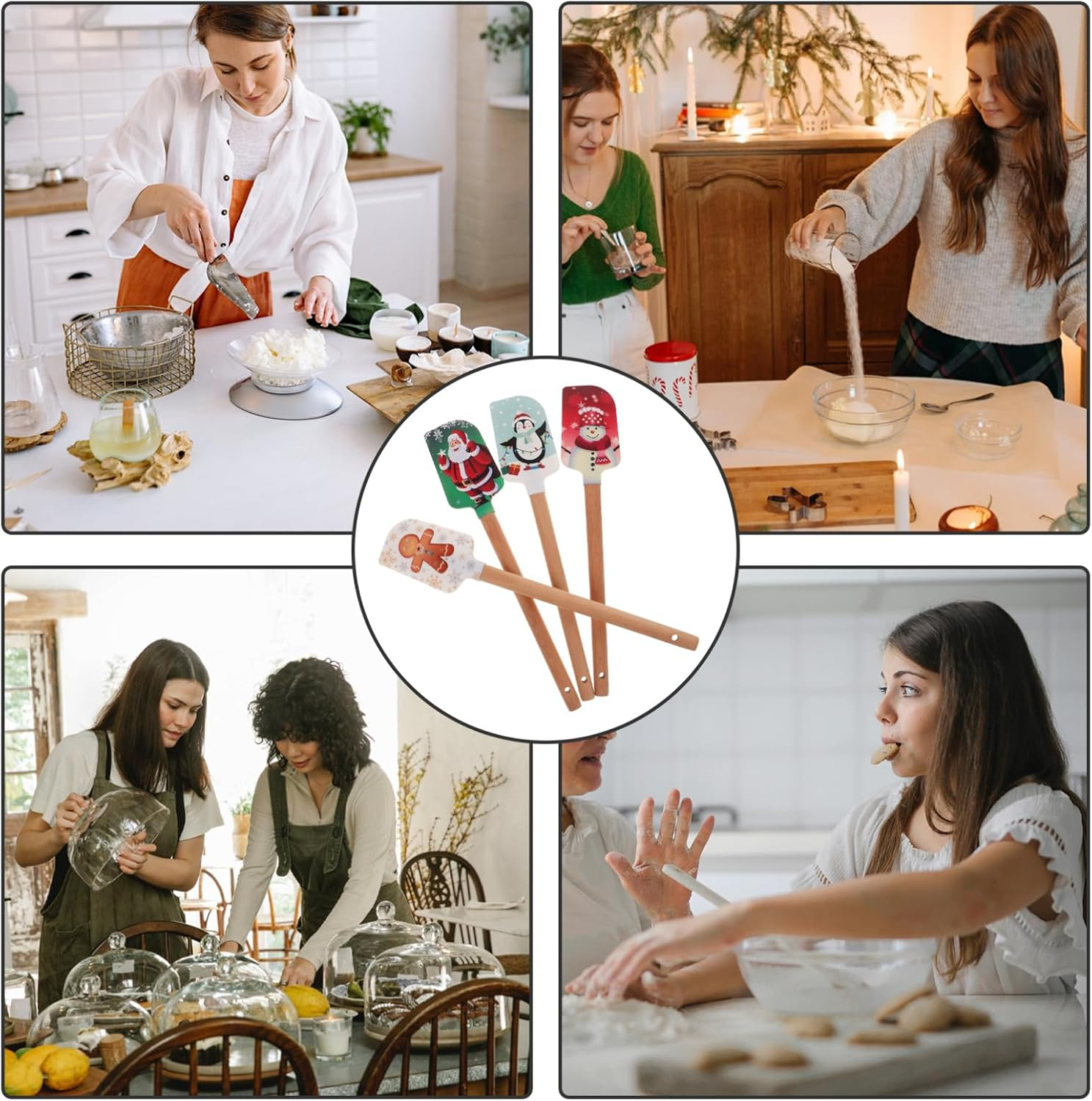 Ciieeo 4Pcs Christmas Silicone Spatula Baking Tools Cake Spatula Silicone Scraper Spreader for Kitchen Baking image number 6