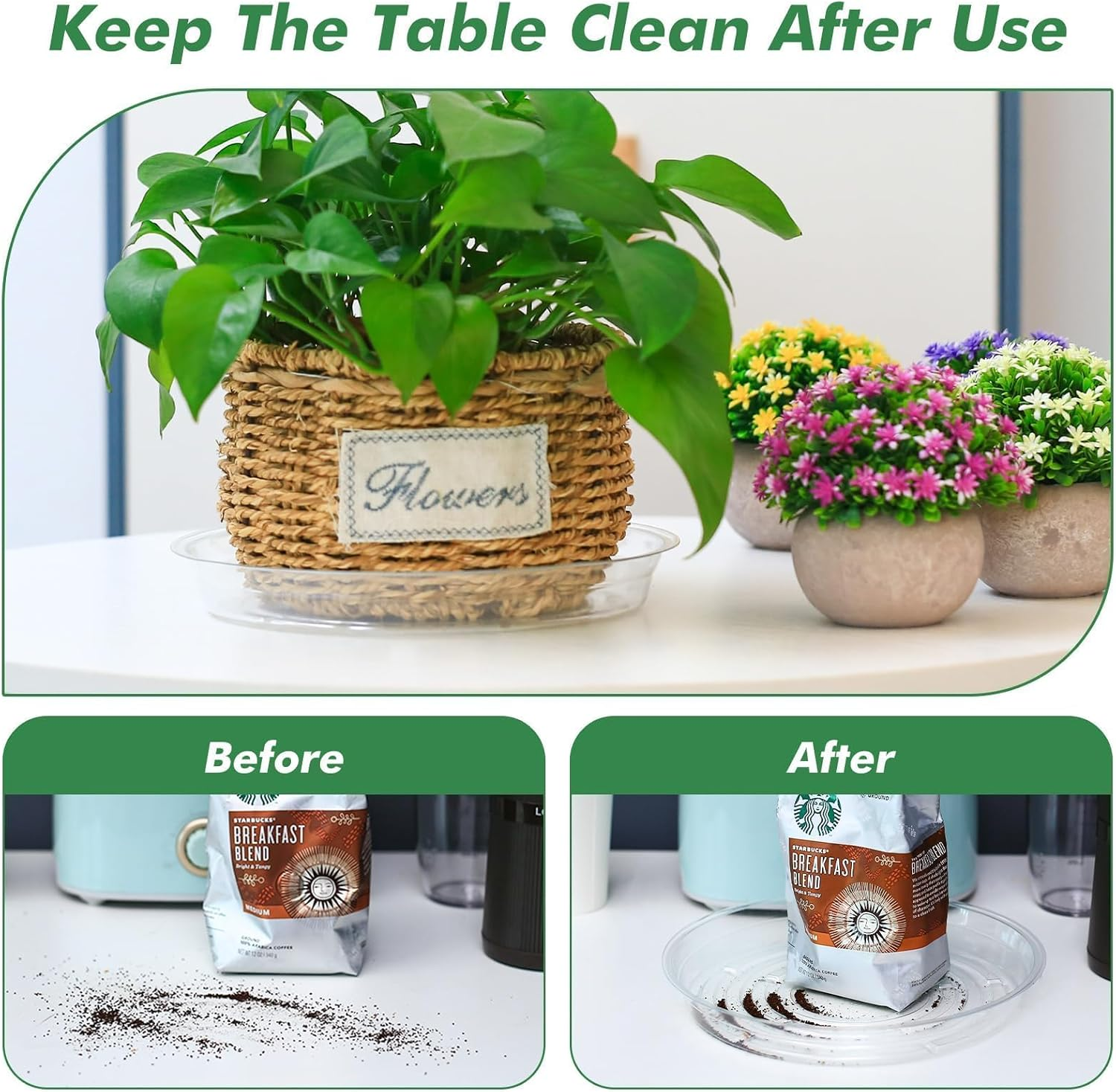 24 Pack, 15, 20, 25, 30 CM, Clear Plant Saucer Drip Trays, Plastic Plant Pot, Saucers Flower Pot Set, for Indoor Outdoor Garden, Assorted Sizes, 6 Pcs of Each Size, No Holes Plant Trays for Pots Bulk image number 4