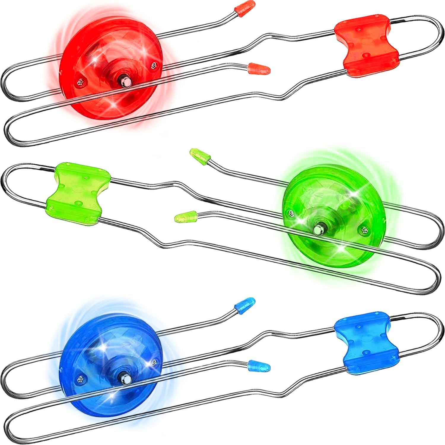 Jishi Retro Magic Rail Twirler Light up Gyro Wheel Magnetic Toy - Pack of 3, Straight Rail Style image number 1